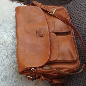Dooney & Bourke Florentine foldover flap saddle leather crossbody bag